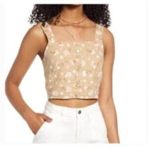 NWT BP. Women's Button Front Linen Blend Tank   size S